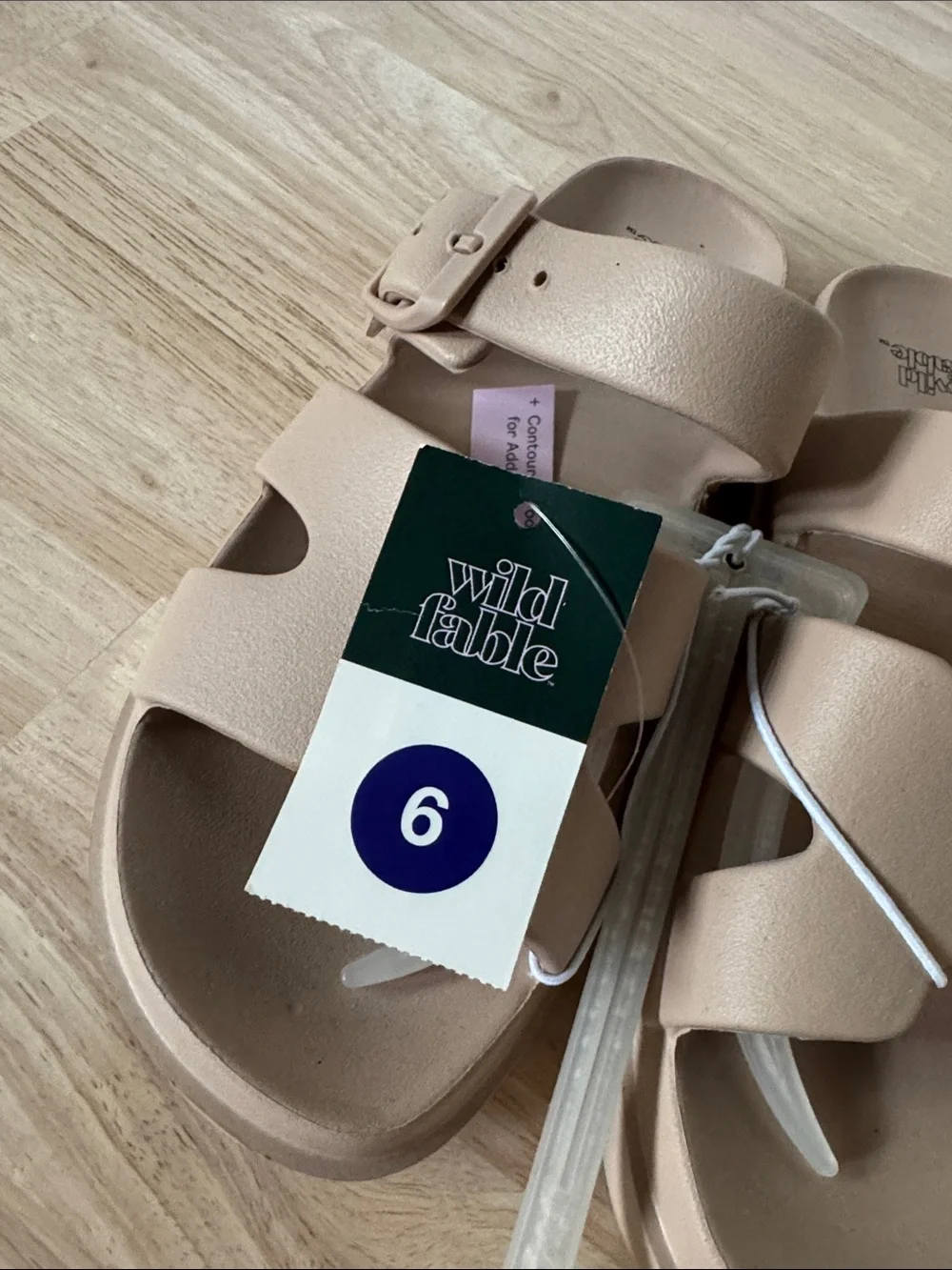 wild fable Neutral Beige Double-Strap Slide Sandals NWT